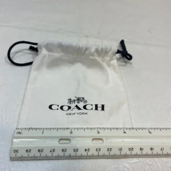 COACH Designer Mini Jewelry Cotton Drawstring Bag White 4.5"x5" - Picture 5 of 6